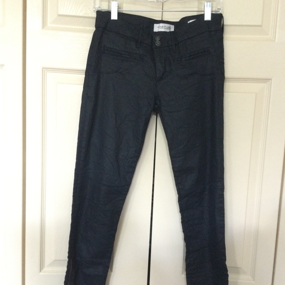 Preowned Womens Habitual Addison Moto Coated Skinny Jeans sz 25 in Blue